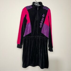 Adidas Colorblock Logo Velour Track Dress Streetwear Blokecoke Retro Y2K M